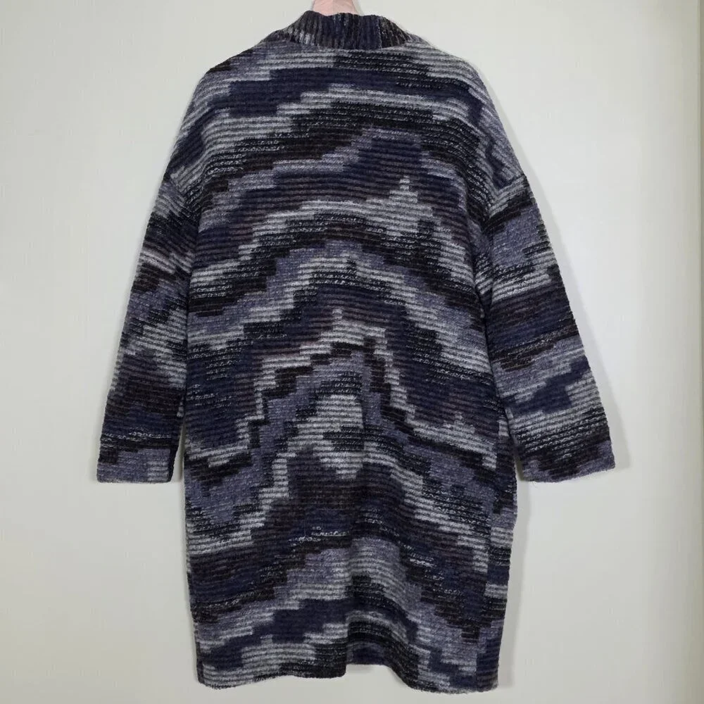 Luna Allegra Cardigan Womens M Multi LS Open Front Wool Blend Cottage Slouchy